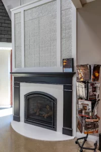 Arched Fireplace in our new showroom.